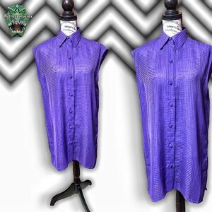 VINTAGE Gold Label Victoria’s Secret Checkered Purple Collared the Oversized Nig